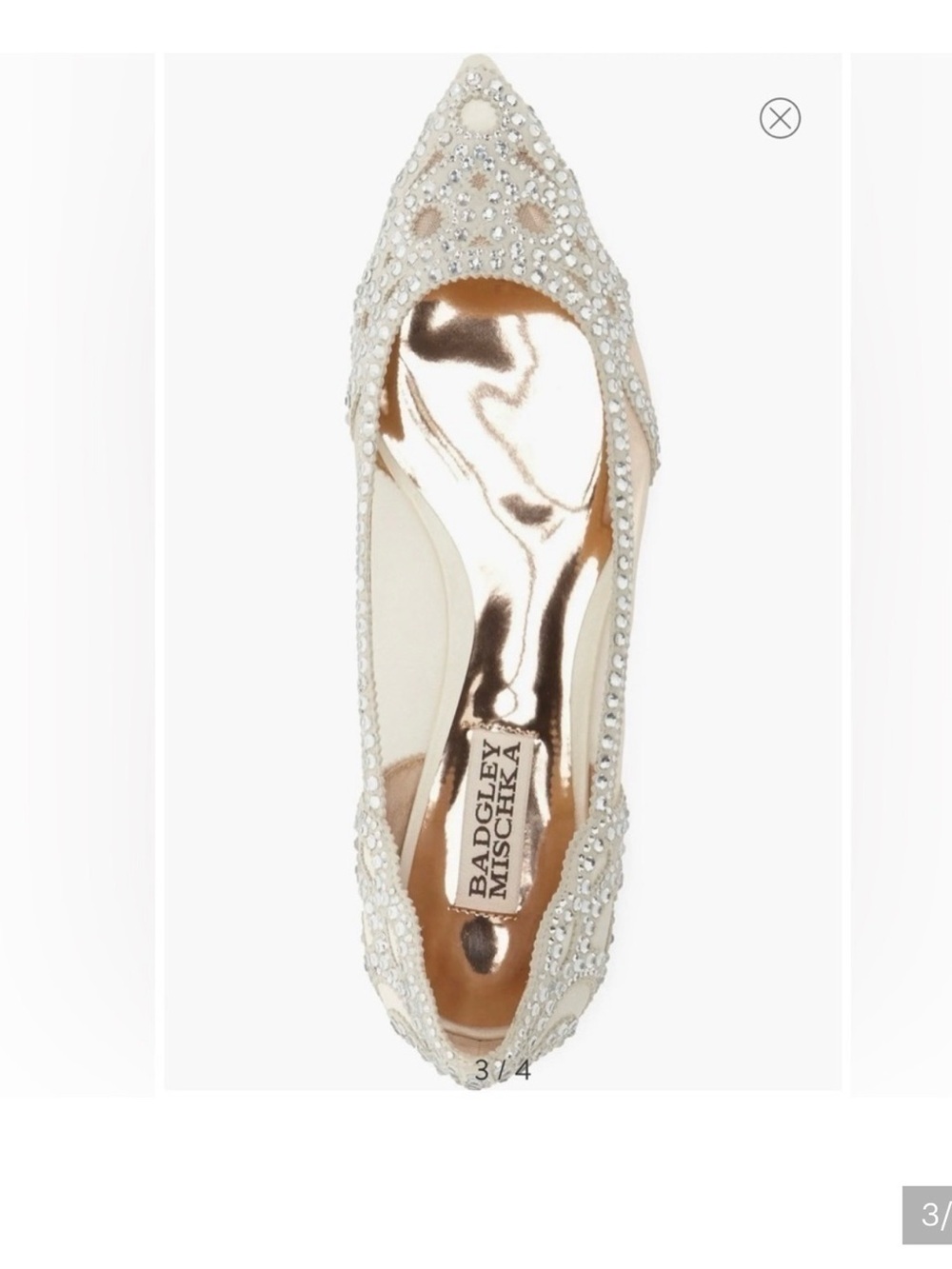 Badgley Mischka Ivory Crystal Pointed Toe Embellished Flat